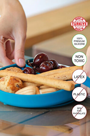 Babychefs %100 Premıum Silikon 6'lı Mama Seti Vakum Sistemli Yeşil (Silikon 2'li Kaşık Seti Hediye)