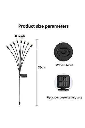 8 Saçaklı 1 Adet Güneş Enerjili LED Işık, Bahçe Dekorasyon Işıklar, SOLAR Panelli Işıklandırmalar