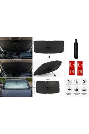 Toyota Hilux Araçlar İçin Ön Cam Güneşlik Katlanabilir Şemsiye TR Plakalık Hediye