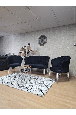 Beyaz Boyalı Tel Ayak Papatya Çay Seti Koltuk Takımı , Balkon, Salon, Ofis, Cafe Koltuk Takımı