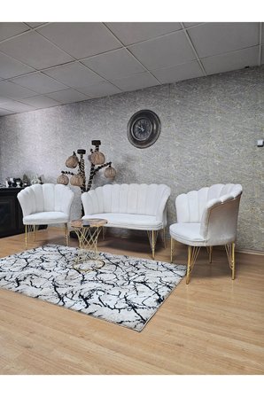 Gold Kaplama  Tel Ayak Papatya Çay Seti Koltuk Takımı , Balkon, Salon, Ofis, Cafe Koltuk Takımı