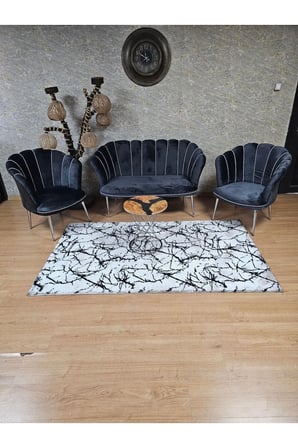 Papatya Çay Seti Koltuk Takımı Krom Sivriltme Ayak, Balkon, Salon, Ofis, Cafe Koltuk Takımı