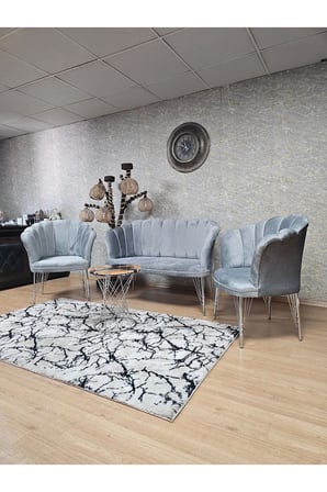 Krom  Kaplama  Tel Ayak Papatya Çay Seti Koltuk Takımı , Balkon, Salon, Ofis, Cafe Koltuk Takımı