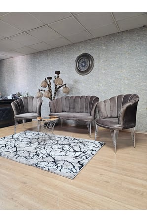 Krom  Kaplama  Tel Ayak Papatya Çay Seti Koltuk Takımı , Balkon, Salon, Ofis, Cafe Koltuk Takımı