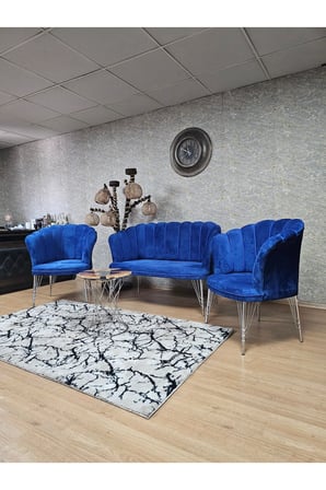 Krom  Kaplama  Tel Ayak Papatya Çay Seti Koltuk Takımı , Balkon, Salon, Ofis, Cafe Koltuk Takımı