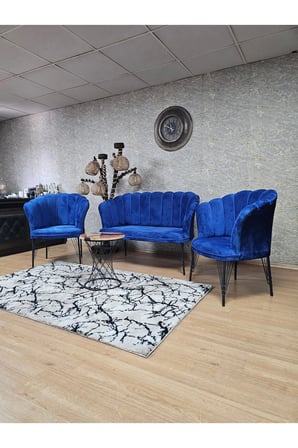 Siyah  Boyalı Tel Ayak Papatya Çay Seti Koltuk Takımı , Balkon, Salon, Ofis, Cafe Koltuk Takımı