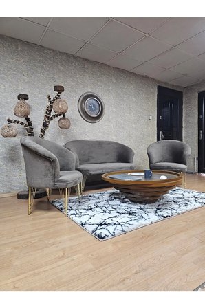 TEDDY Takım Gold Kaplama Telli Ayak Çay Seti Koltuk - Berjer , Balkon, Salon, Ofis