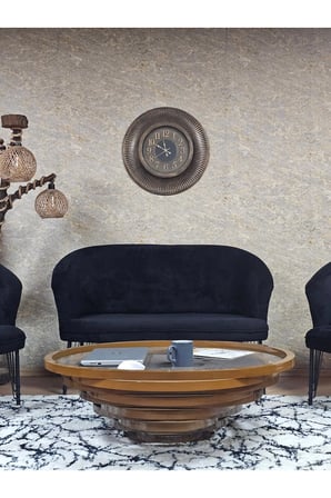 TEDDY Takım Siyah Boyalı Telli Ayak Çay Seti Koltuk - Berjer , Balkon, Salon, Ofis