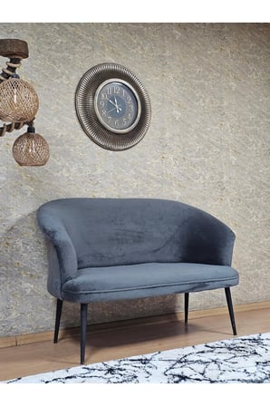 İkili TEDDY Siyah Boyalı Sivriltme Ayak Çay Seti Koltuk İkili Berjer , Balkon, Salon, Ofis