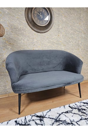İkili TEDDY Siyah Boyalı Sivriltme Ayak Çay Seti Koltuk İkili Berjer , Balkon, Salon, Ofis