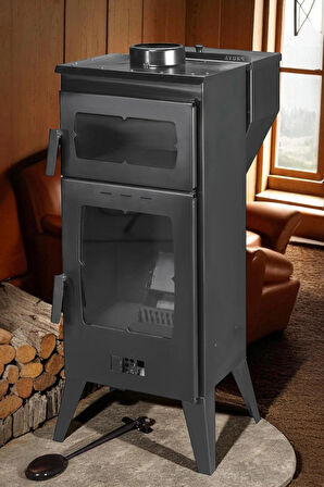 Fırınlı Geniş Camlı Pelet Şömine Sobası – 6 kW, Akıllı Isı Kontrolü