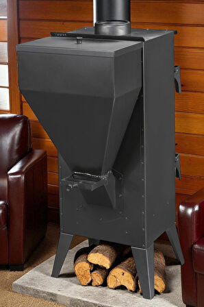 Fırınlı Geniş Camlı Pelet Şömine Sobası – 6 kW, Akıllı Isı Kontrolü
