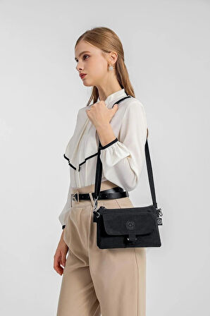 Mini Siyah Çapraz Çanta El Çantası Pörtföy Çanta