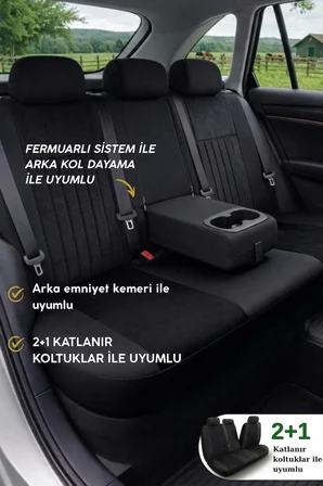 Edition Serisi Tay Tüyü Kumaş Universal Oto Koltuk Kılıfı Tam Set