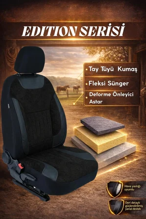 Edition Serisi Tay Tüyü Kumaş Universal Oto Koltuk Kılıfı Tam Set