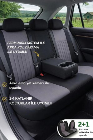 Edition Serisi Tay Tüyü Kumaş Universal Oto Koltuk Kılıfı Tam Set