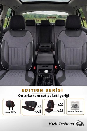 Edition Serisi Tay Tüyü Kumaş Universal Oto Koltuk Kılıfı Tam Set
