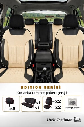 Edition Serisi Tay Tüyü Kumaş Universal Oto Koltuk Kılıfı Tam Set