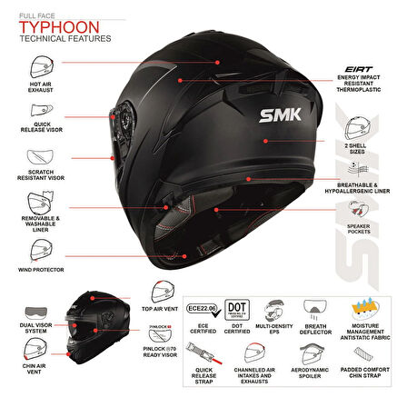 Smk Typhoon Reptile Kapalı Kask