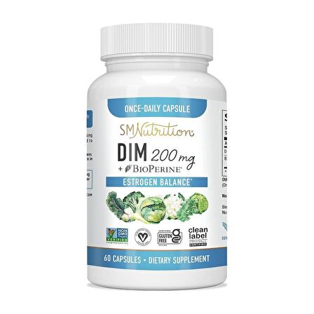 SM Nutrition Dim 200 mg Bioperine Estrogen Balance Support 60 Cap