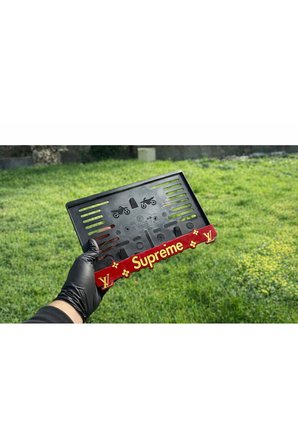 Motorsiklet Plakalık Pleksi Supreme Sarı Kırmızı