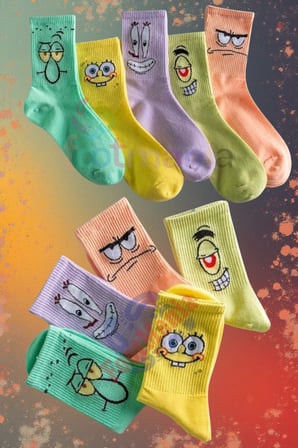 Unisex Desenli Kolej Çorap Seti 5'li Paket