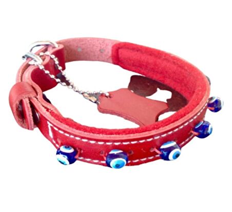 Desingshop Nazar Boncuklu Kedi ve Köpek Tasması Kırımızı 2CMX38CM