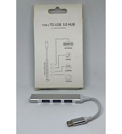 Desingshop All 4 In 1 Type-C To USB 3.0 Hub Adaptör Çevirici & Dönüştürücü Çoğaltıcı