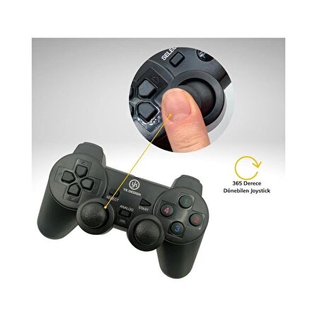 Desingshop Çift Titreşimli USB Kablolu Oyun Kolu Pc Uyumlu Vibration Gamepad