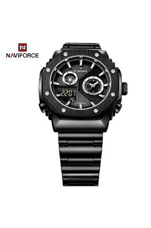 Naviforce Digital Analog Siyah Çelik Kordon Kol Saati