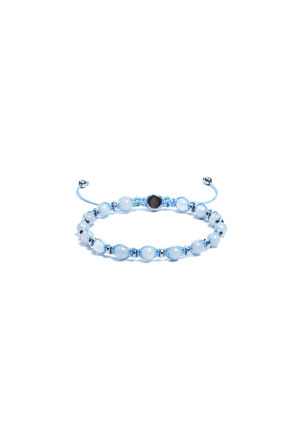 Akuamarin, Hematit Bileklik - Sandor Blue Bileklik - Tasarım Bileklik 6mm Ayarlanabilir