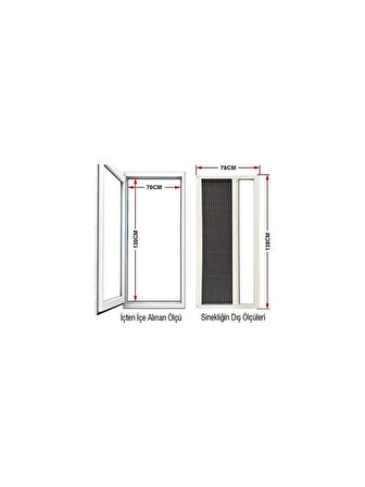 Sineklik Akordiyon Kapı Pencere Sinekliği(E:60-80)x(B:100-120) CM ARASI
