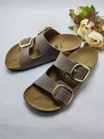 Mantar Taban Birkenstocks Model Arızona Model Çift Tokalı Ortopedik Terlik