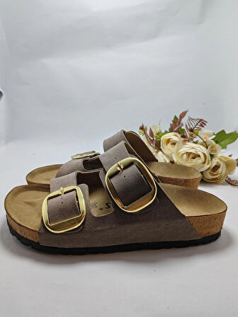 Mantar Taban Birkenstocks Model Arızona Model Çift Tokalı Ortopedik Terlik