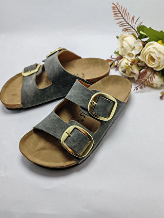 Mantar Taban Birkenstocks Model Arızona Model Çift Tokalı Ortopedik Terlik