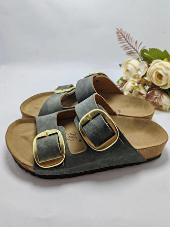 Mantar Taban Birkenstocks Model Arızona Model Çift Tokalı Ortopedik Terlik