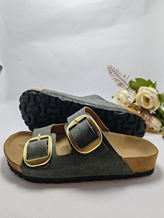 Mantar Taban Birkenstocks Model Arızona Model Çift Tokalı Ortopedik Terlik