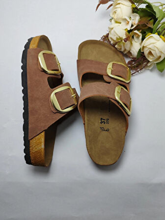 Mantar Taban Birkenstocks Model Arızona Model Çift Tokalı Ortopedik Terlik