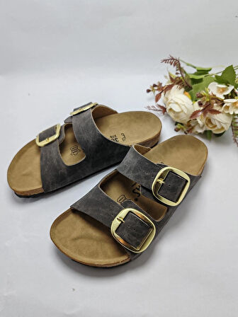 Mantar Taban Birkenstocks Model Arızona Model Çift Tokalı Ortopedik Terlik