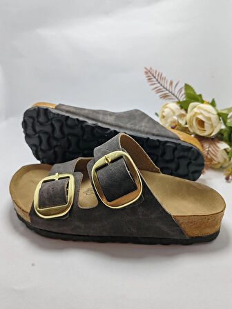 Mantar Taban Birkenstocks Model Arızona Model Çift Tokalı Ortopedik Terlik