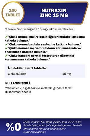 Nutraxin Zinc Sulphate 15 Mg 100 Tablet