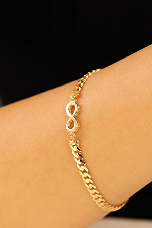 İnce Gurmet Taşsız Kadın Sonsuzluk Altın Bileklik