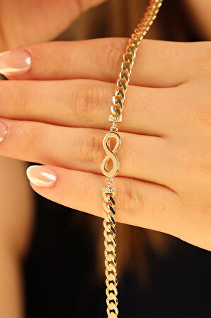 İnce Gurmet Taşsız Kadın Sonsuzluk Altın Bileklik