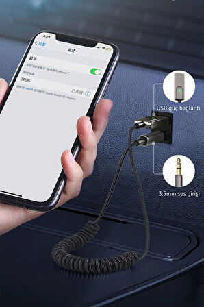 Bluetooth Receiver Aux Kablo Wireless Araç Kiti