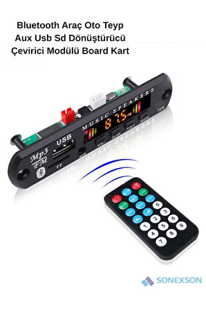 Bluetoothlu Araç Oto Teyp Aux Usb Sd Dönüştürücü Çevirici Mp3 Modülü Board Kart