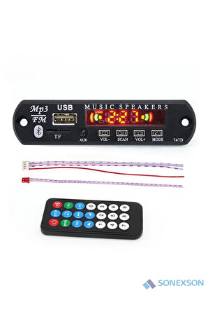 Bluetoothlu Araç Oto Teyp Aux Usb Sd Dönüştürücü Çevirici Mp3 Modülü Board Kart