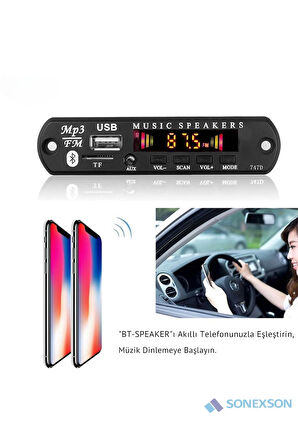 Bluetoothlu Araç Oto Teyp Aux Usb Sd Dönüştürücü Çevirici Mp3 Modülü Board Kart