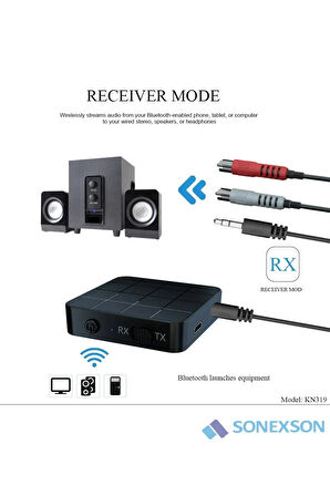 Bluetooth Ses Alıcı Verici Aux Rca Usb Stereo Kablosuz Mikrofonlu Araba Tv Pc Rx Tx Receiver