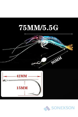 5 Renk Orjinal Görünümlü Silikon Karides - Balık Av Yemi 7.5 cm / 5.5 gr