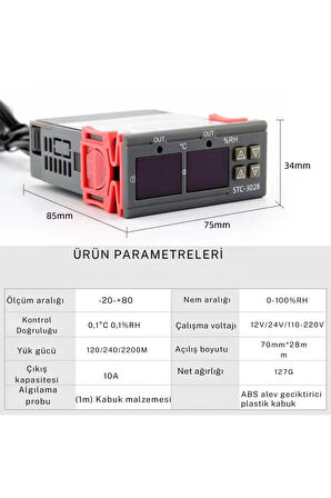 220v Isı Ve Nem Termostatı Kuluçka Makinalarına Uygun Hassas